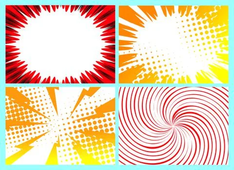 Collection of pop art comic background. Cartoon Vector Illustrations of retro Stock-Illustration