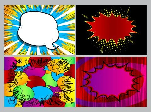 Collection of pop art comic background. Cartoon Vector Illustrations of retro Stock-Illustration