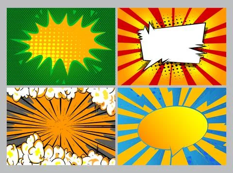 Collection of pop art comic background. Cartoon Vector Illustrations of retro Stock-Illustration