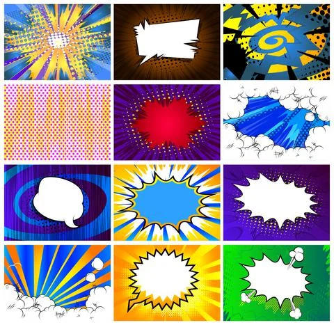 Collection of pop art comic background. Stock-Illustration