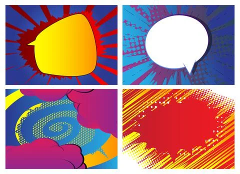 Collection of pop art comic background. Cartoon Vector Illustrations of retro Stock-Illustration