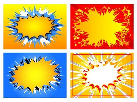 Collection of pop art comic background. Cartoon Vector Illustrations of retro Stock-Illustration