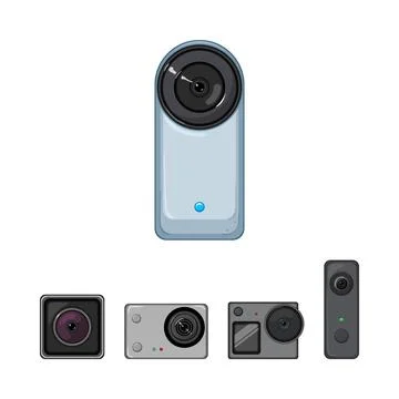 Collection of portable active digital video cameras Stock Illustration