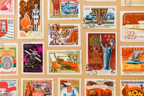 Collection of post stamps Fotos de archivo