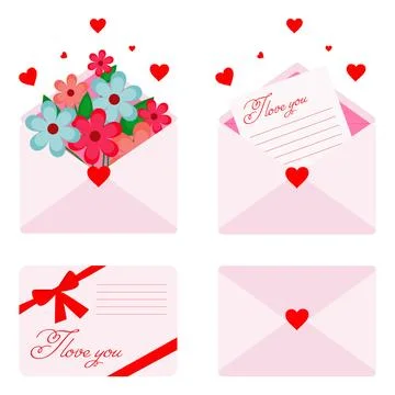 Collection of postal envelopes. Valentine s day Stock Illustration