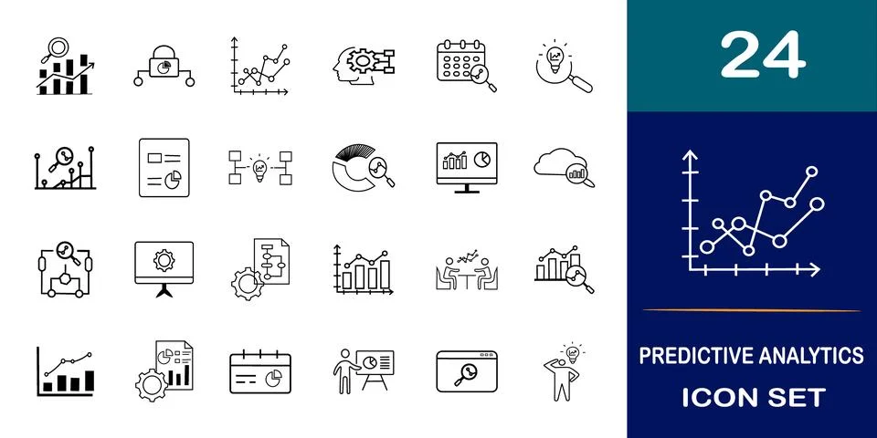A collection of Predictive analytics icons. イラスト素材