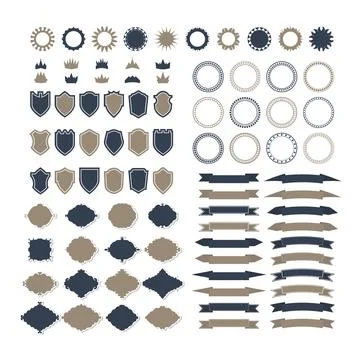 Collection of premium design elements. Set of ribbons, geometric shapes, st.. Stock Illustration