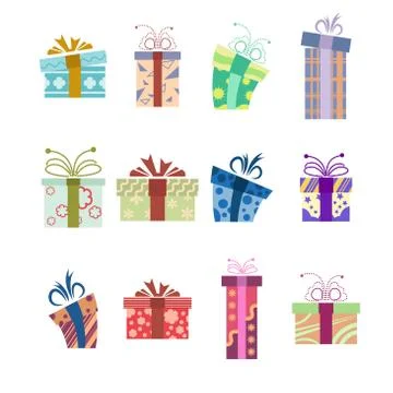 Collection of present boxes Stock Illustration