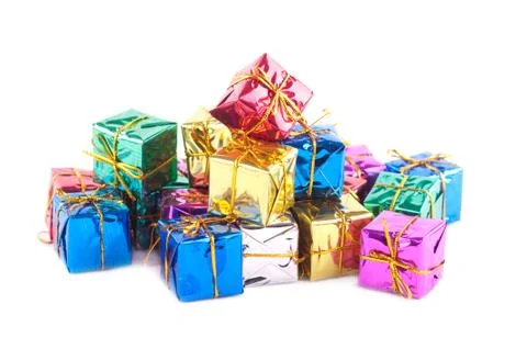 Collection of presents isolated on white Stock Photos
