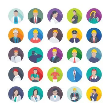 Collection of Professional Flat Icons of Professions Stock Illustration