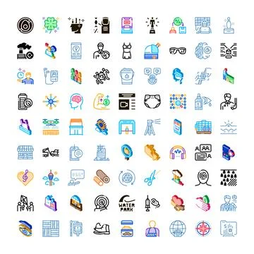 Collection of professional services technology and daily life icons Stock Illustration