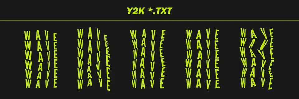 Collection psychedelic written words - WAVE. Psychedelic retro futuristic s.. Stock Illustration