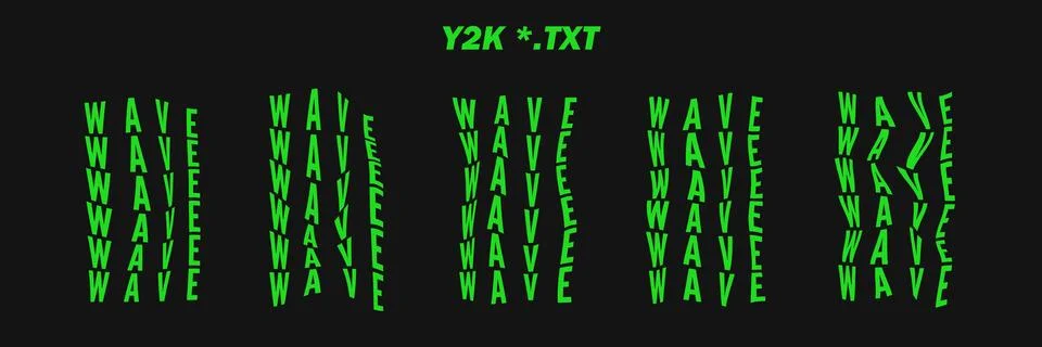 Collection psychedelic written words - WAVE. Psychedelic retro futuristic set Stock Illustration