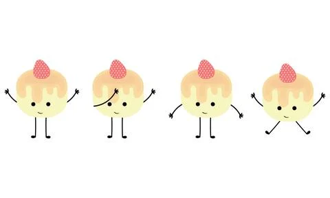 A collection of pudding illustrations with cheerful faces 3 Stock Illustration