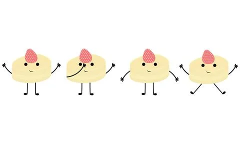 A collection of pudding illustrations with cheerful faces 2 Stock Illustration