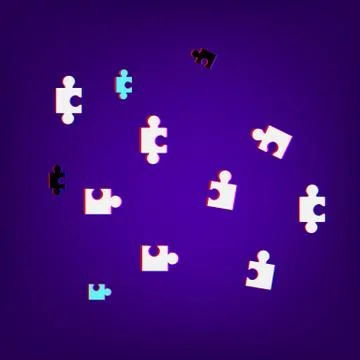 Collection of puzzles with chromatic defect style. Trendy elements for graphi Stock Illustration