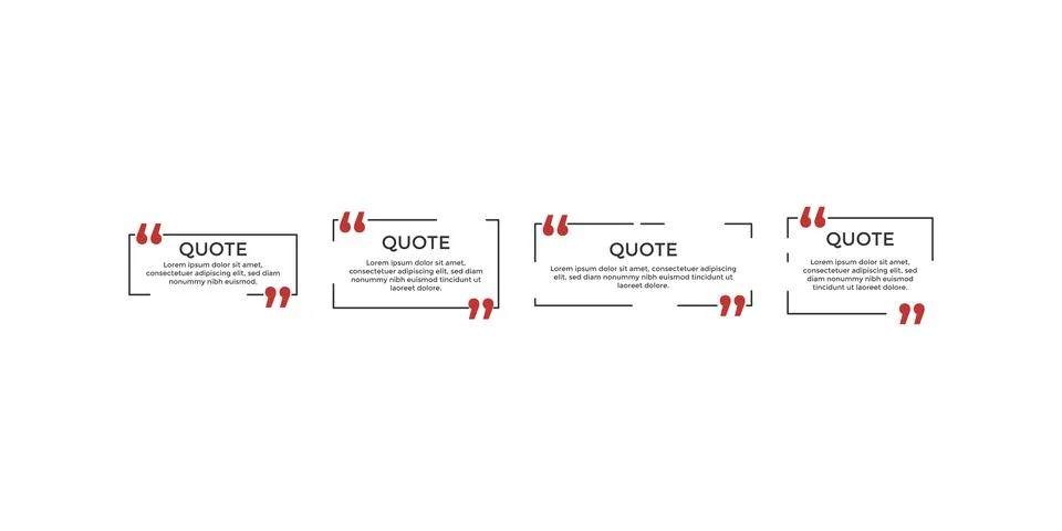 Collection of quote box frames and icons. Text in brackets. Blank template o 库存插图