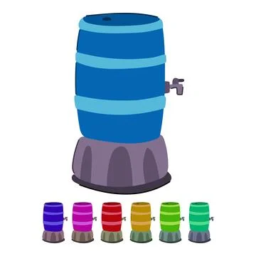 Collection rain barrel vector cartoon graphic Illustrazione stock