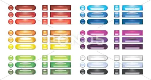 Collection of rainbow blank web buttons Stock Illustration