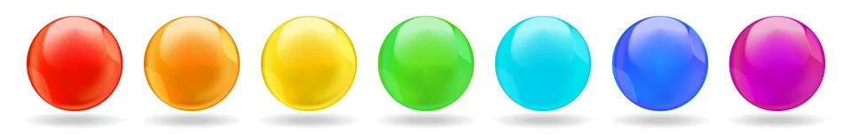 Collection of rainbow colored round bubbles with shadow Stock Illustration