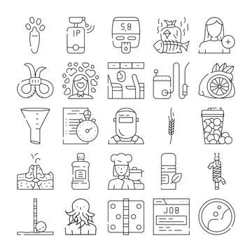 Collection of random object line icons for diverse concepts Stock Illustration