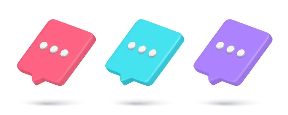 Collection realistic chat box three dots thinking bubble social network tex.. Stock Illustration