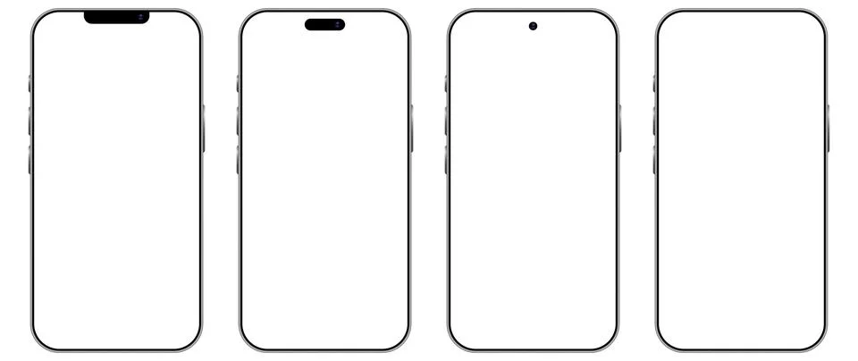 Collection of realistic smartphone front view mockup frames featuring diffe.. Stock Illustration