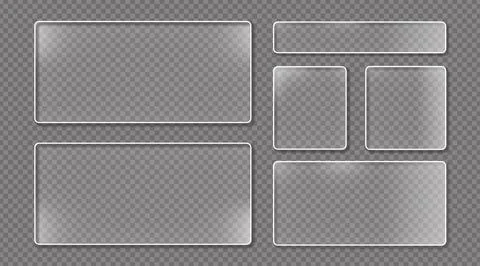 Collection of rectangular and square frosted glass panels with realistic refl Stockillustratie