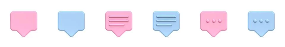 Collection of rectangular speech bubbles 3D 스톡 일러스트