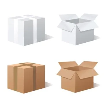 Collection recycle brown box packaging Stock Illustration