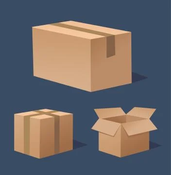 Collection recycle brown box packaging Illustrazione stock