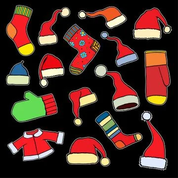 Collection of red caps Illustrazione stock