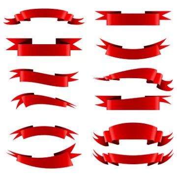 Collection of red empty ribbon banners Stock Illustration