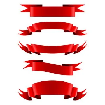 Collection of red empty ribbon banners Stock Illustration
