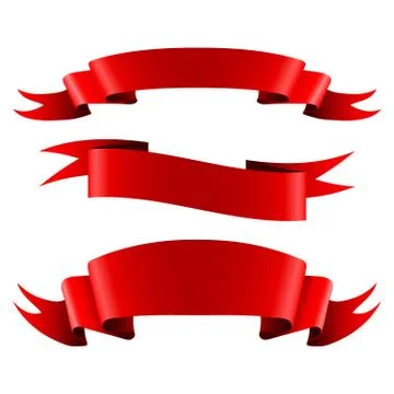 Collection of red empty ribbon banners Stock Illustration