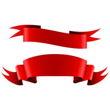 Collection of red empty ribbon banners Stock Illustration