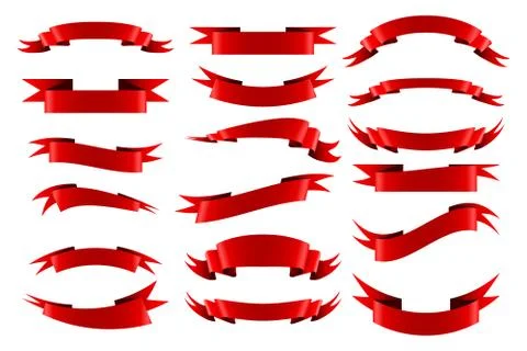 Collection of red empty ribbon banners Stock Illustration