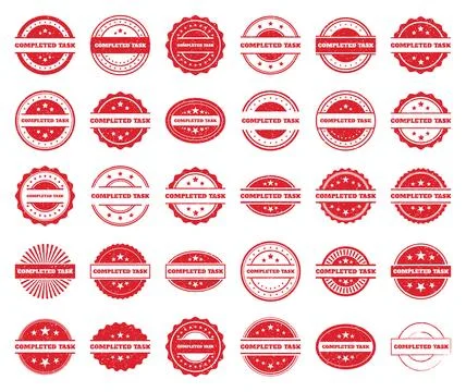 Collection of Red Grunge Completed Task Stamps Illustrazione stock