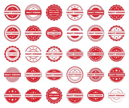 Collection of Red Grunge Draft Version Stamps Stock Illustration