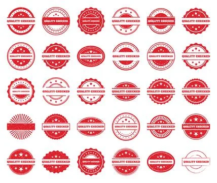 Collection of Red Grunge Quality Checked Stamps Stock Illustration