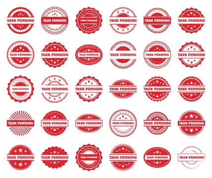 Collection of Red Grunge Task Pending Stamps Stock-Illustration