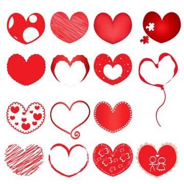 Collection-of-red-hearts Stock Illustration