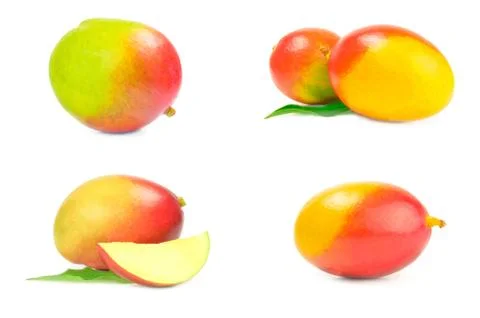 Collection of red mango on a white background clipping path Foto stock