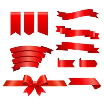 Collection of red ribbons Stock Illustration