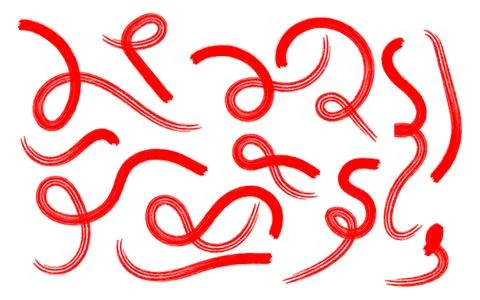 A collection of red squiggly lines on a white background 스톡 일러스트