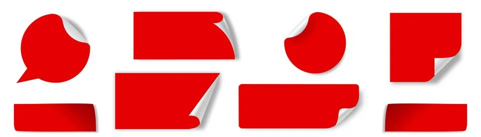 Collection of red stickers or vector sale icons. special offer, shop now, big Stock Illustration