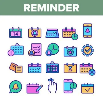 Collection Reminder Elements Vector Icons Set Stock Illustration