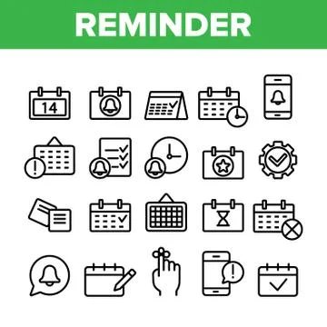 Collection Reminder Elements Vector Icons Set Stock Illustration