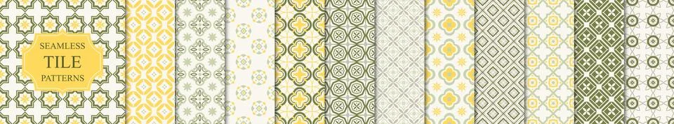 Collection of repeatable ornamental vector luxury patterns. Elegant color Stock Illustration