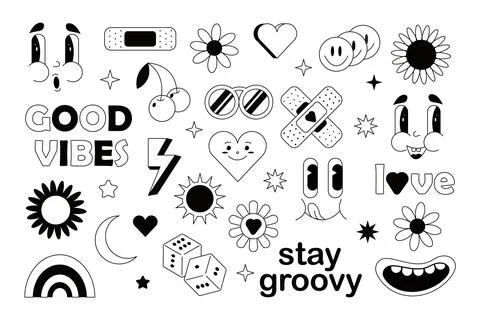 Collection of retro groove elements Stock Illustration